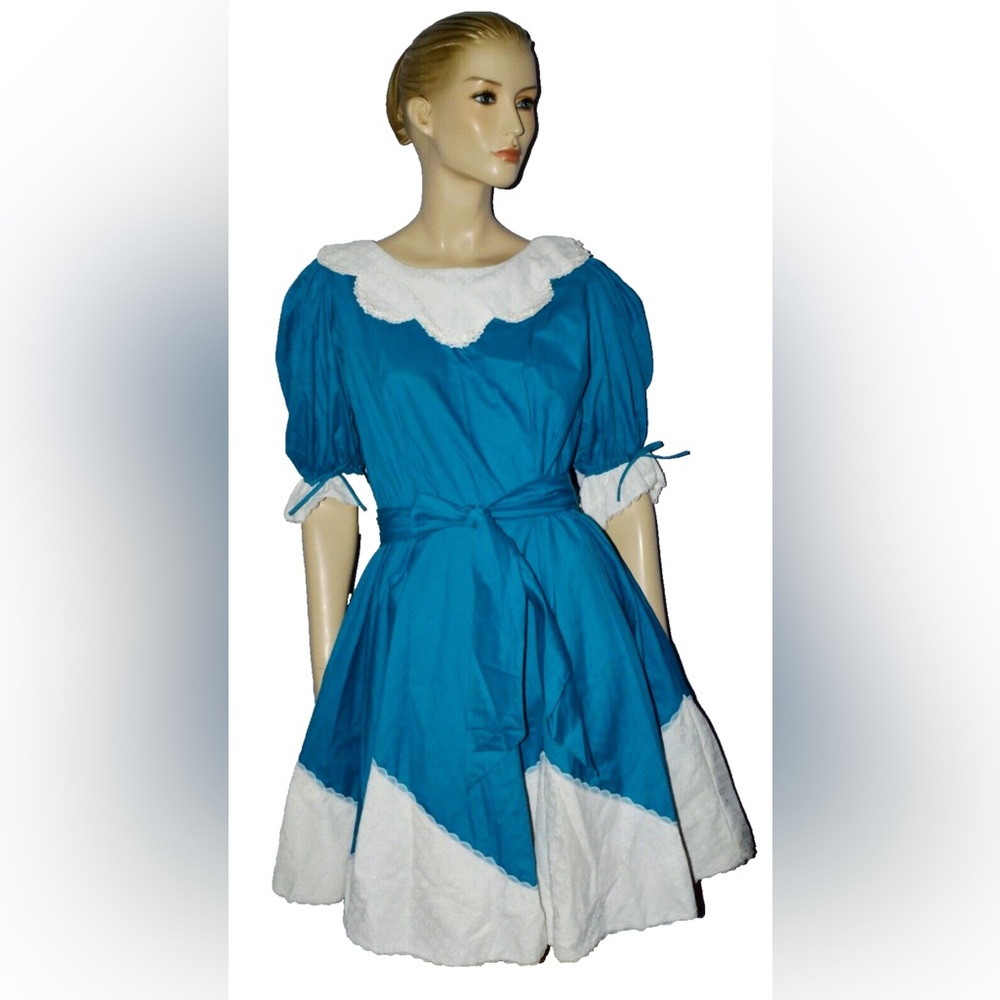 PARTNERS PLEASE MALCO MODES NEW VINTAGE SZ MEDIUM LACE DRESS RETRO PEASANT BOHO
